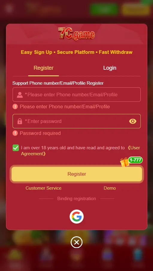 7c game registers