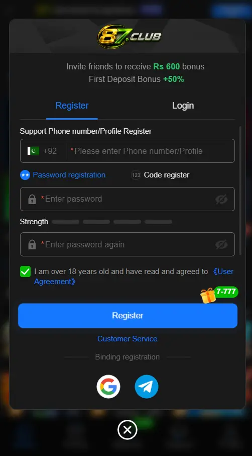 87club game register