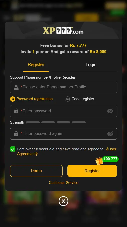 xp777 game registers image